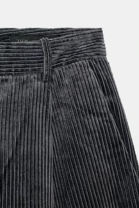CORDUROY PLEATED PANTS ZW COLLECTION