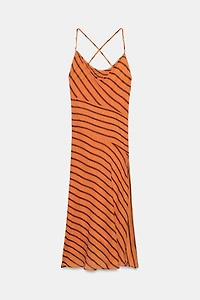 STRIPED STRAPPY MIDI DRESS