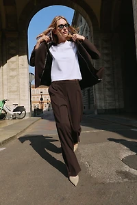 STRAIGHT FIT PLEATED PANTS