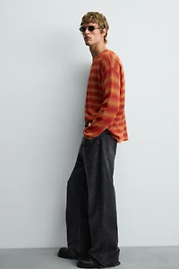 OPENWORK STRIPED SWEATER