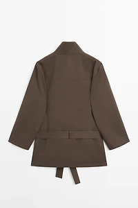Mid-length trench coat with belt detail