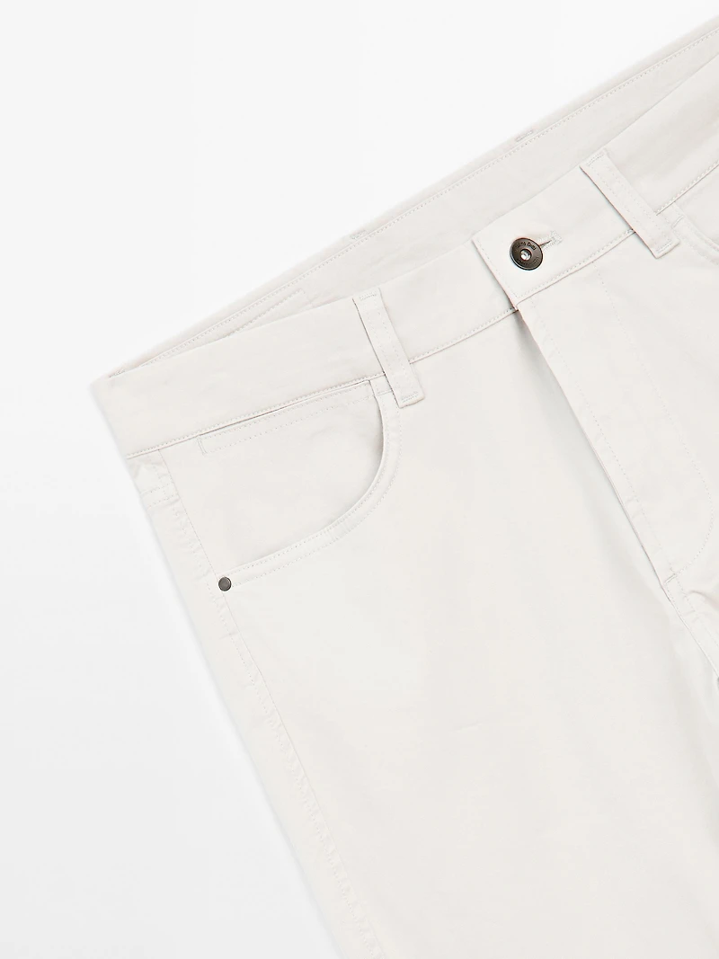 Slim-fit lightweight textured weave denim trousers