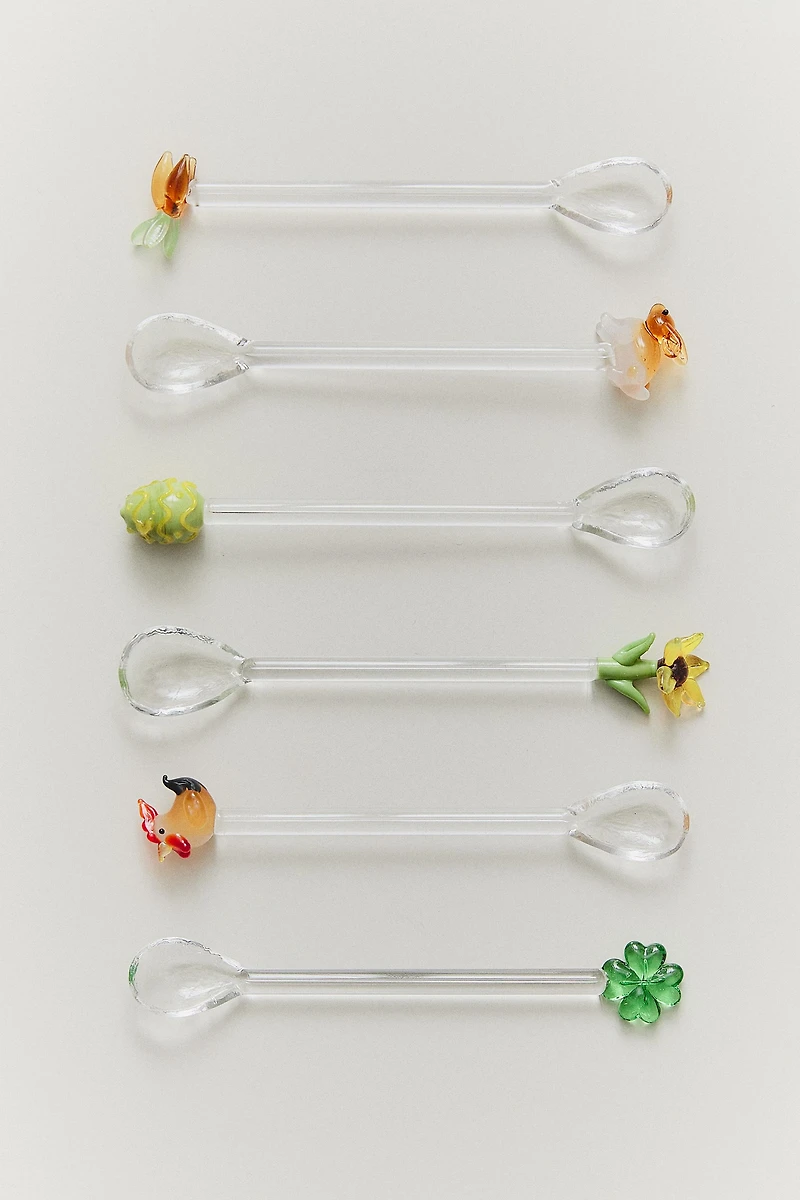 LOT DE 6 PETITES CUILLÈRES EN VERRE DE PÂQUES