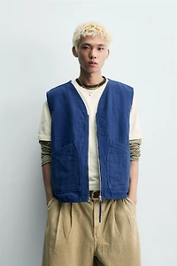WASHED TOPSTITCHED VEST