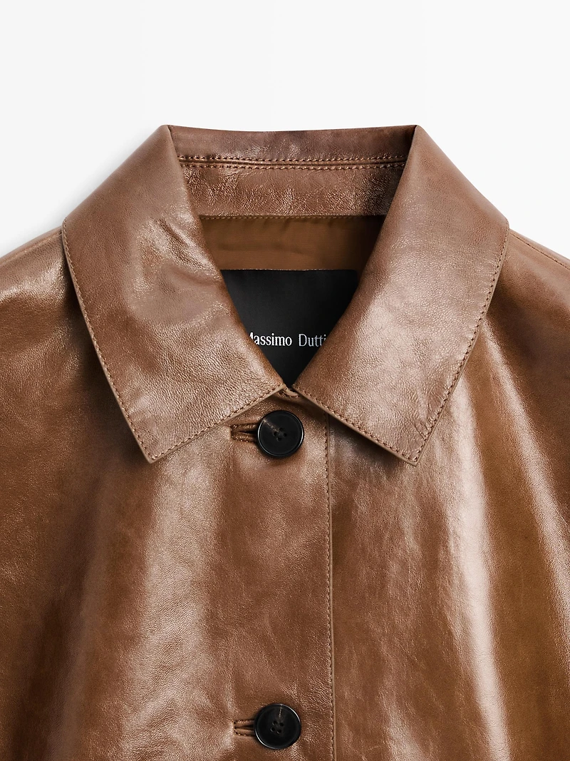 Cropped nappa leather jacket