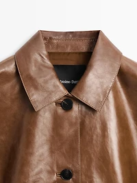 Cropped nappa leather jacket