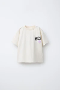 PALM TREE AND SUN PRINT T-SHIRT