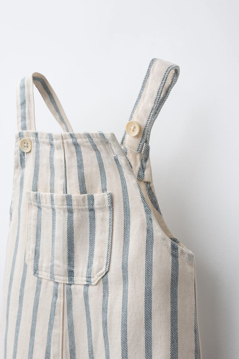 STRIPED OVERALL SHORTS