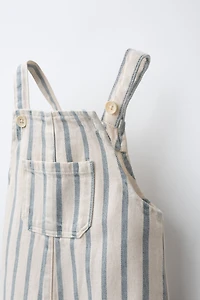 STRIPED OVERALL SHORTS