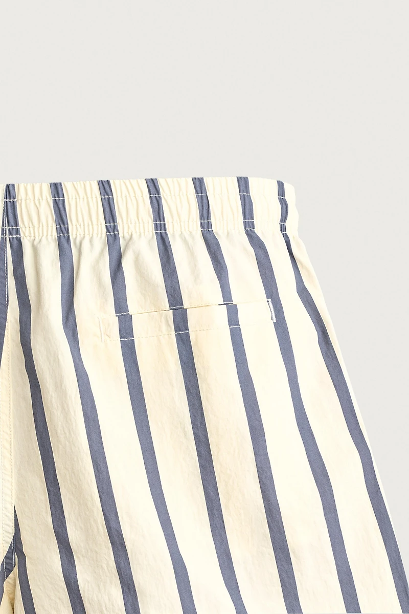 STRIPED MID-LENGTH SWIM SHORTS