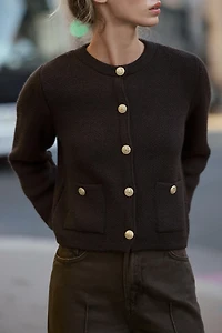 GOLDEN BUTTON KNIT CARDIGAN