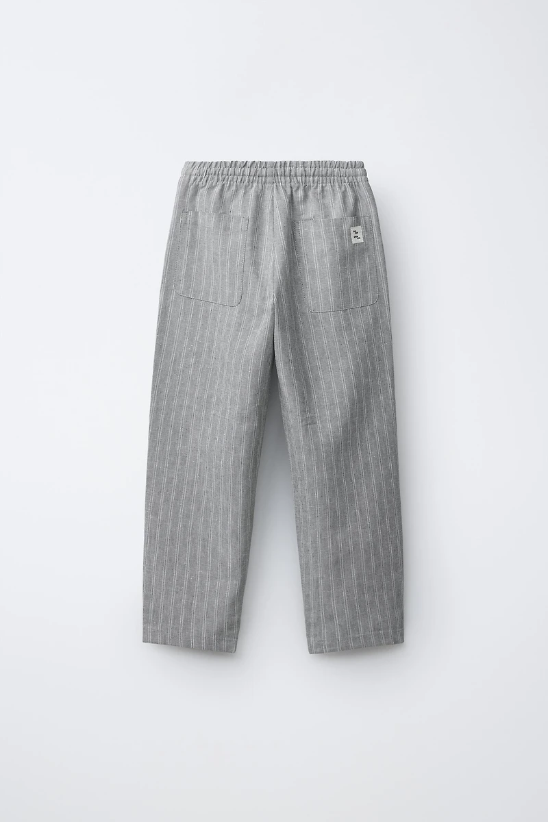 PANTALON RAYURES AVEC LIN