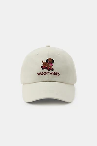 EMBROIDERED DOG TWILL CAP