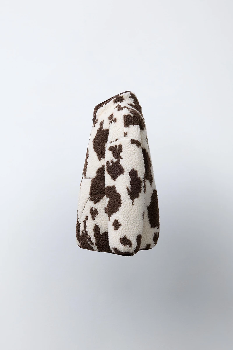 COW PRINT FLEECE JACKET