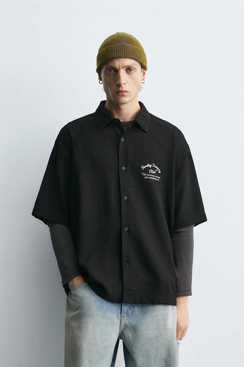 EMBROIDERED FLOWY SHIRT