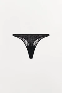 EMBROIDERED FLORAL LACE THONG
