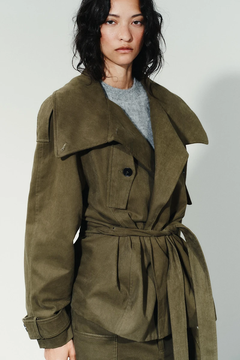BELTED COTTON TRENCH COAT