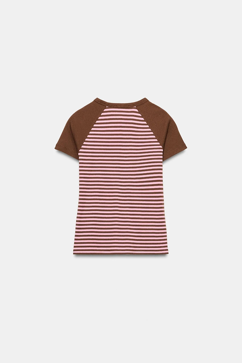 STRIPED RAGLAN SLEEVE T-SHIRT