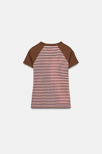 STRIPED RAGLAN SLEEVE T-SHIRT