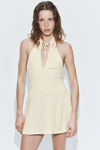 VOLUMINOUS HALTER MINI DRESS