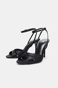 SATIN EFFECT HEELED SANDALS