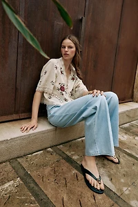 Z1975 WIDE LEG MID-RISE JEANS WITH PRESSED CREASE