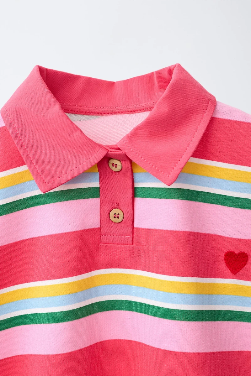 STRIPED POLO SHIRT WITH CONTRAST COLLAR