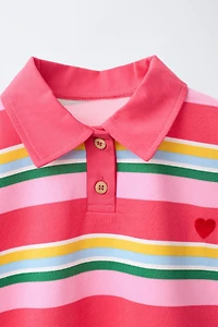 STRIPED POLO SHIRT WITH CONTRAST COLLAR