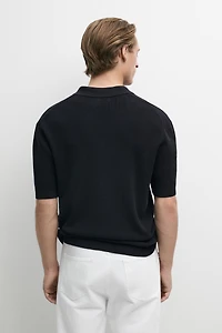Knit polo sweater with quarter-zip collar