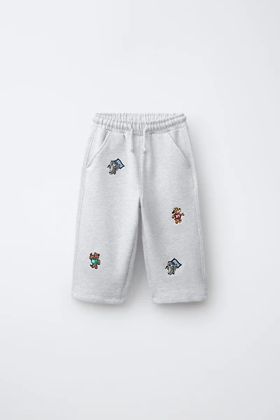 EMBROIDERED ANIMAL PLUSH JOGGERS