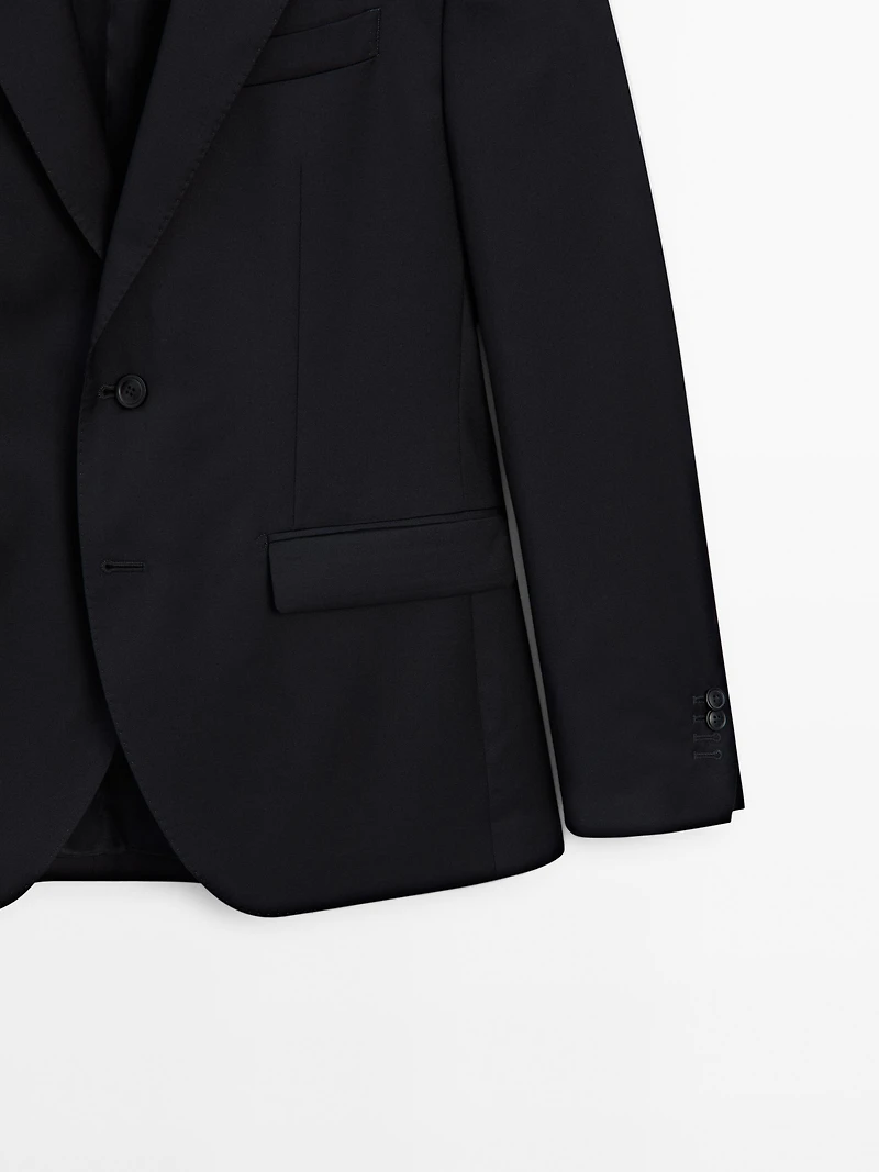Plain 100% wool suit blazer