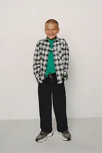 PLAID SHIRT WITH EMBROIDERED TEXT