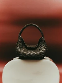 Mini sac tressé cuir nappa
