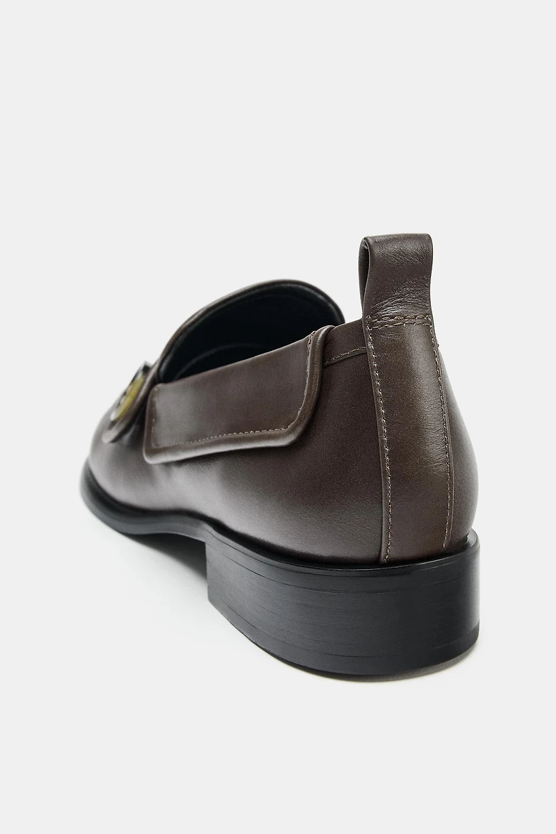 LEATHER BUTTON LOAFERS