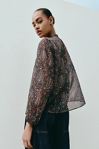 PRINTED SEMI-SHEER BLOUSE