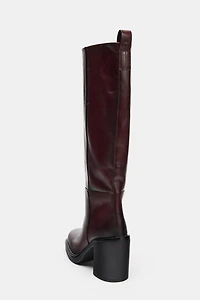 WIDE HEEL LEATHER ANKLE BOOTS