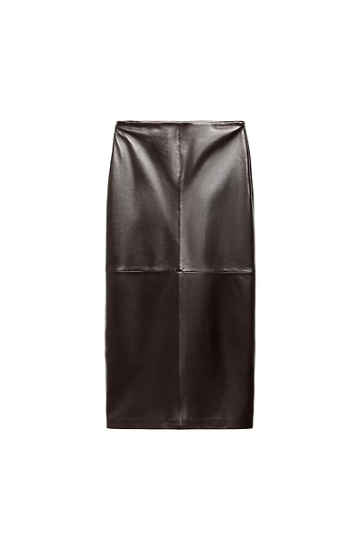 ZW COLLECTION 100% LEATHER MIDI SKIRT