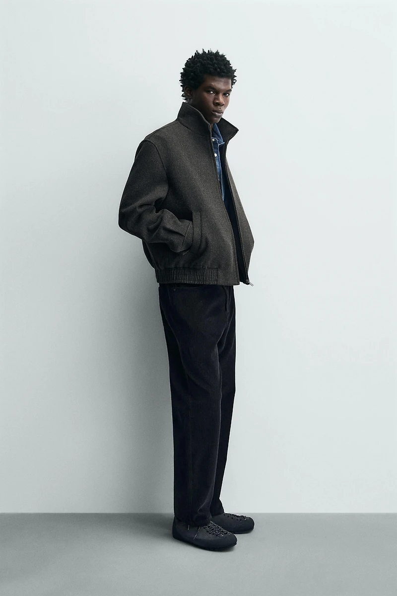 ZIPPERED WOOL EFFECT JACKET