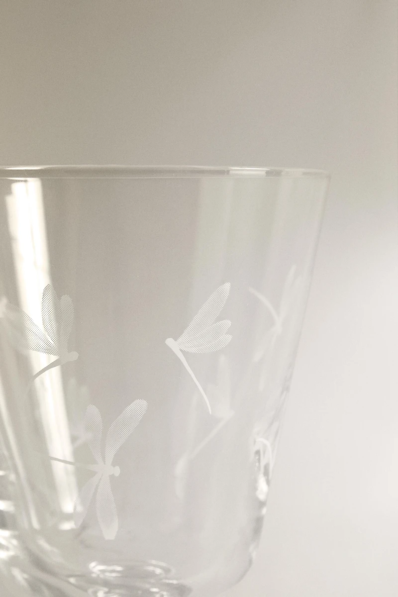 DRAGONFLY PRINT WINE GLASS