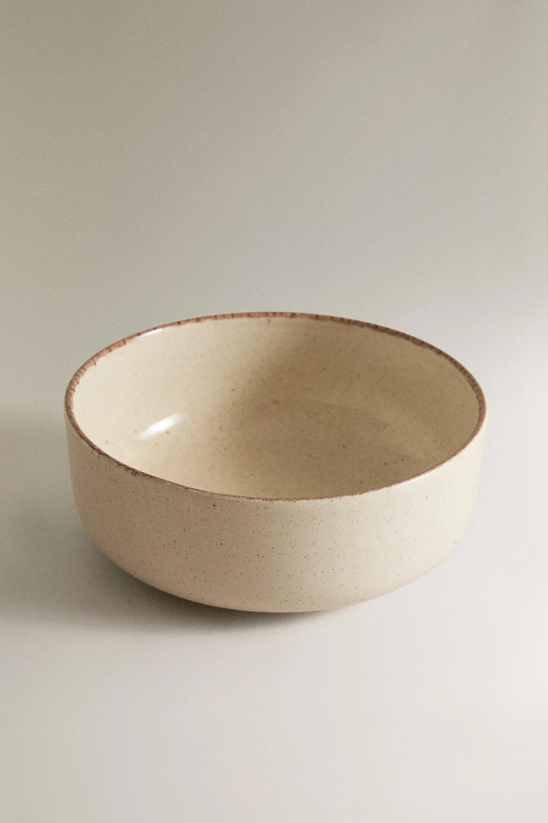 STONEWARE BOWL WITH AGED RIM