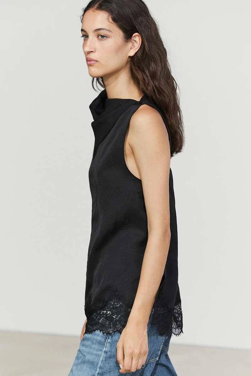 Flowing lace-detail top