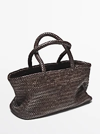 Medium braided nappa leather tote bag