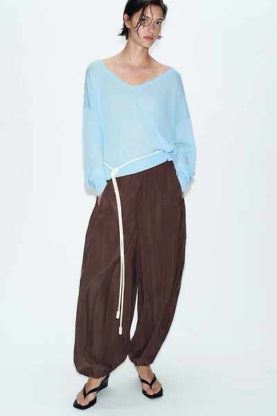 PANTALON BOUFFANT À TAILLE ÉLASTIQUE
