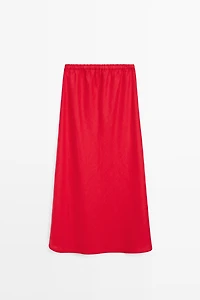 100% linen elasticated midi skirt