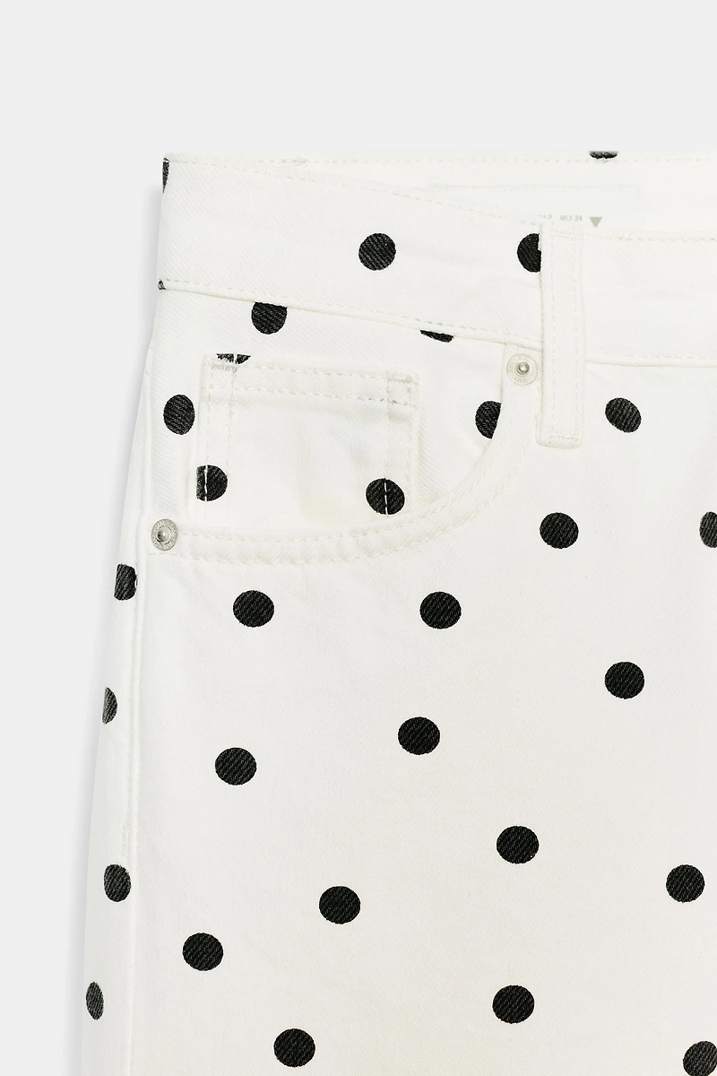 TRF LOW RISE WIDE LEG POLKA DOT JEANS