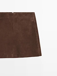 Suede leather mini skirt