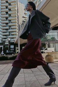 BELTED MIDI A-LINE SKIRT