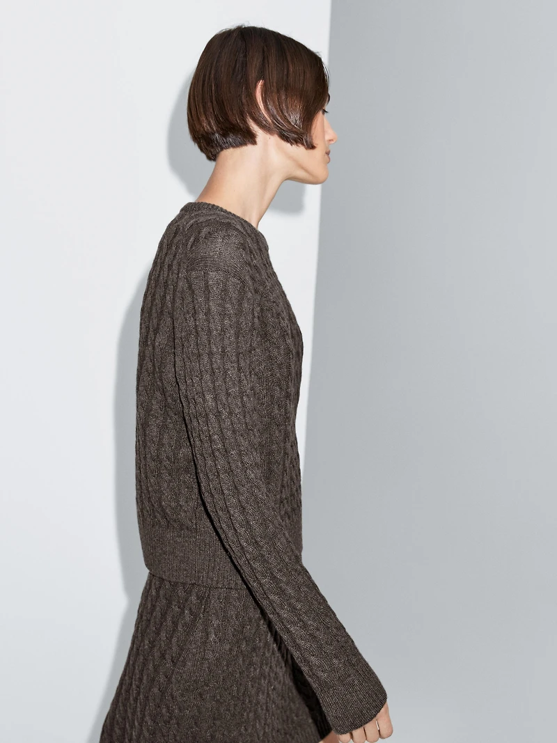 Wool blend cable-knit sweater