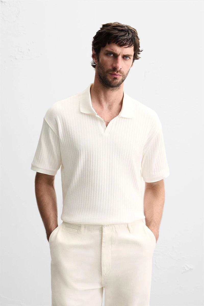 RIB KNIT POLO SHIRT