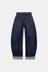 TRF MID-RISE BARREL FOLDED JEANS